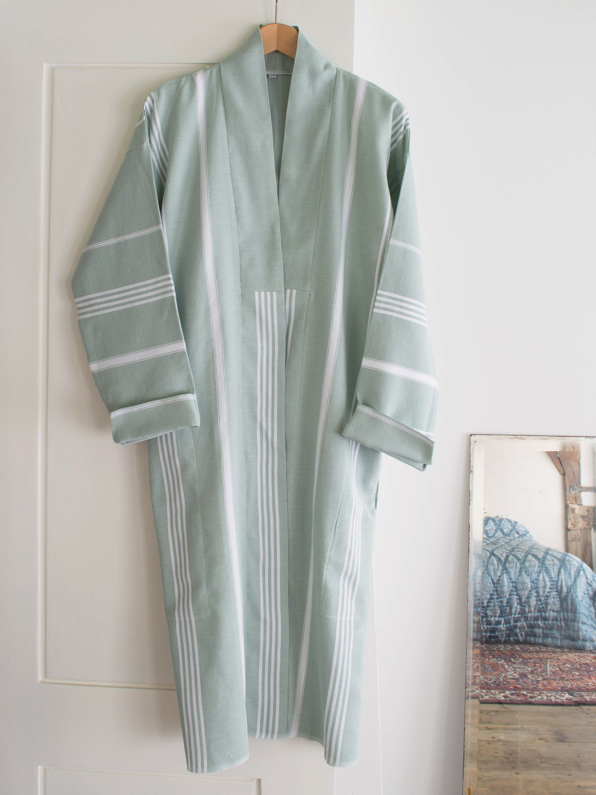 hammam bathrobe size XS/S, grey-green